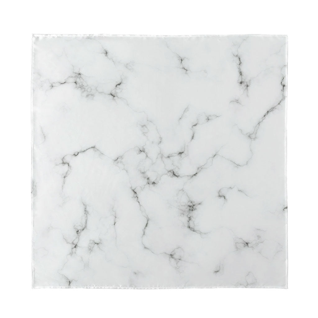 White Grey Smoke Marble Print Silk Bandana