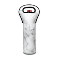 White Grey Smoke Marble Print Single Neoprene Wine Tote