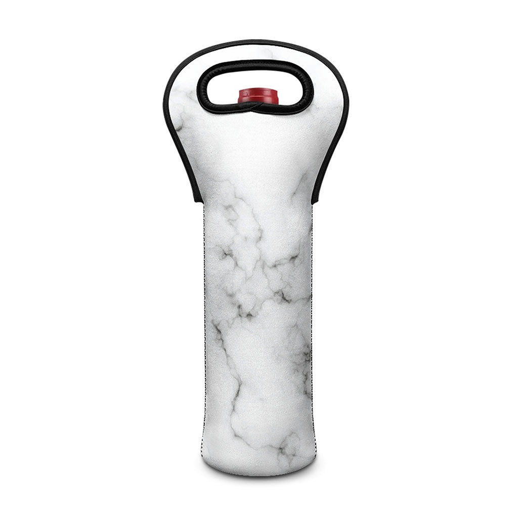 White Grey Smoke Marble Print Single Neoprene Wine Tote