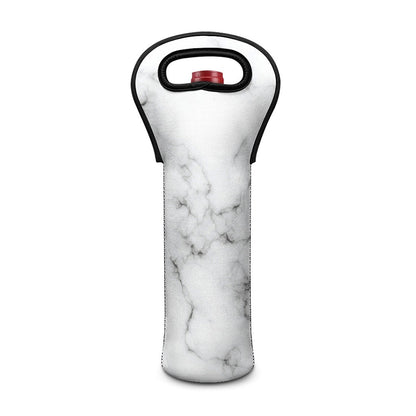 White Grey Smoke Marble Print Single Neoprene Wine Tote