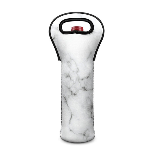 White Grey Smoke Marble Print Single Neoprene Wine Tote
