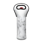 White Grey Smoke Marble Print Single Neoprene Wine Tote