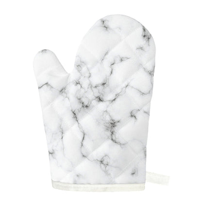 White Grey Smoke Marble Print Single Oven Mitt