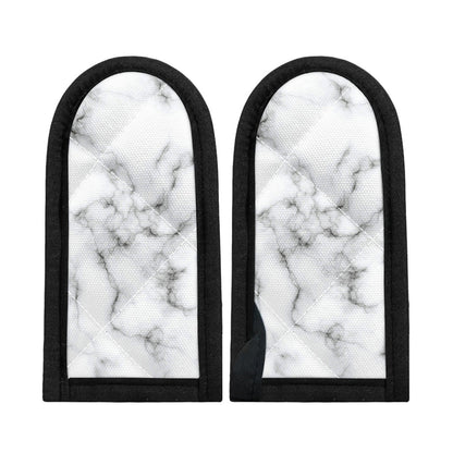 White Grey Smoke Marble Print Skillet Handle Cover