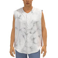 White Grey Smoke Marble Print Sleeveless Baseball Jersey