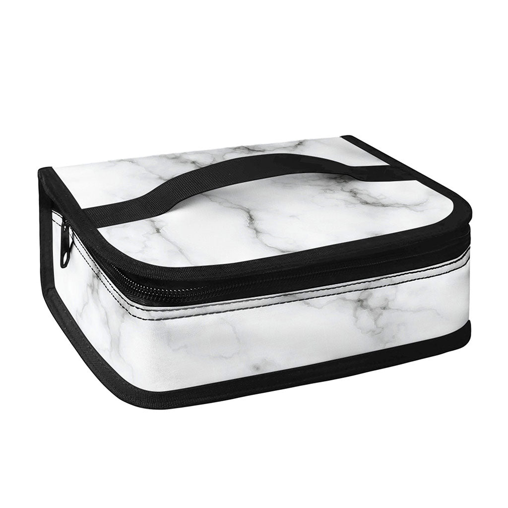 White Grey Smoke Marble Print Small Lunch Bag