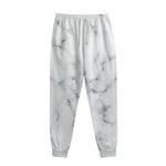 White Grey Smoke Marble Print Sweatpants