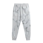 White Grey Smoke Marble Print Sweatpants