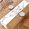 White Grey Smoke Marble Print Table Runner
