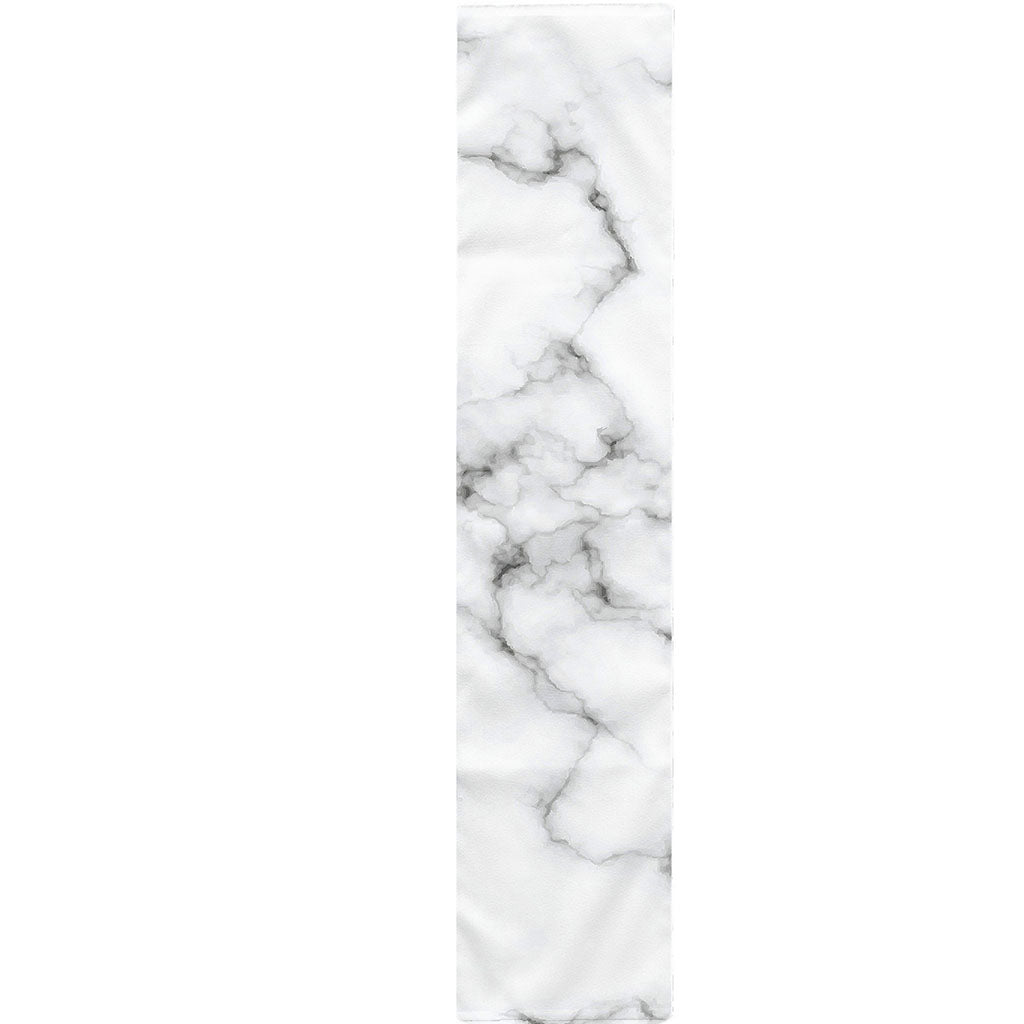 White Grey Smoke Marble Print Table Runner