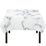 White Grey Smoke Marble Print Tablecloth