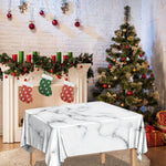 White Grey Smoke Marble Print Tablecloth