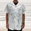 White Grey Smoke Marble Print Textured Short Sleeve Shirt