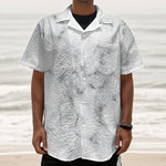 White Grey Smoke Marble Print Textured Short Sleeve Shirt