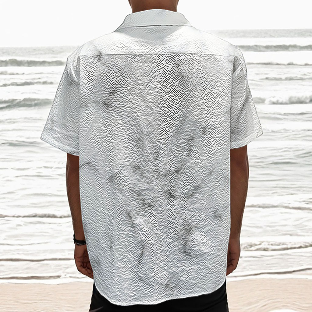 White Grey Smoke Marble Print Textured Short Sleeve Shirt