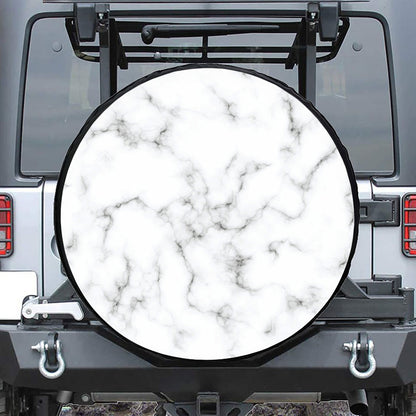White Grey Smoke Marble Print Tire Cover