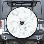White Grey Smoke Marble Print Tire Cover With Camera Hole