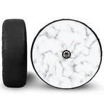 White Grey Smoke Marble Print Tire Cover With Camera Hole