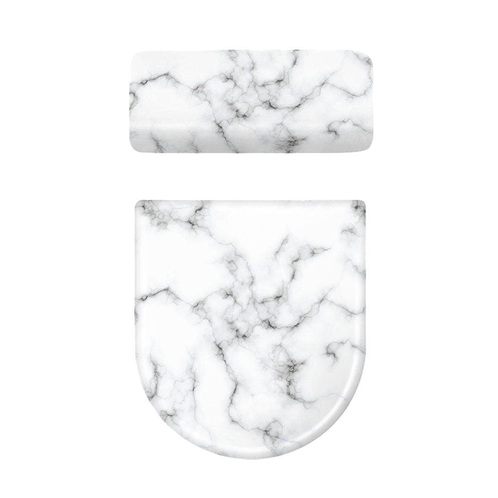 White Grey Smoke Marble Print Toilet Lid And Tank Cover Set