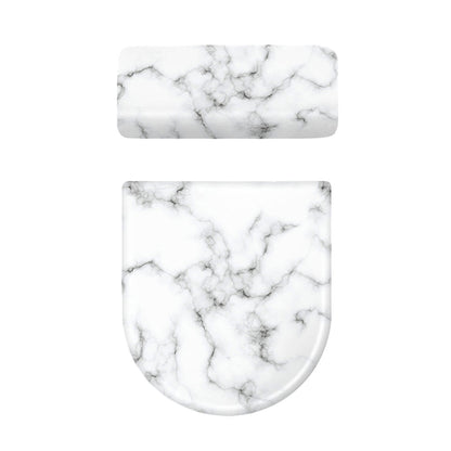 White Grey Smoke Marble Print Toilet Lid And Tank Cover Set