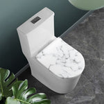 White Grey Smoke Marble Print Toilet Lid Cover