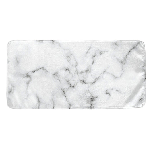 White Grey Smoke Marble Print Towel