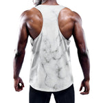 White Grey Smoke Marble Print Training Tank Top