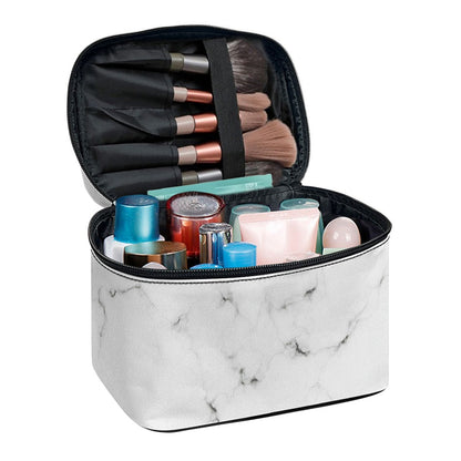 White Grey Smoke Marble Print Travel Makeup Bag
