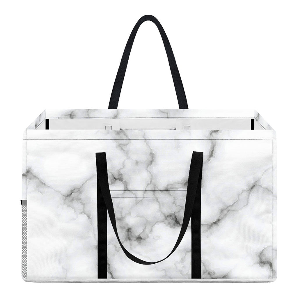 White Grey Smoke Marble Print Utility Tote Bag