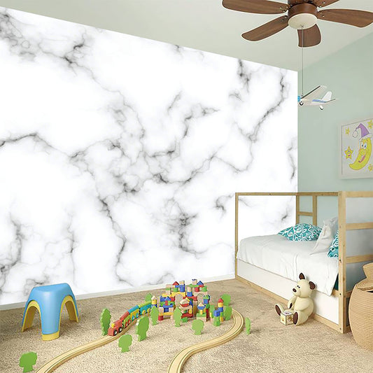 White Grey Smoke Marble Print Wall Sticker