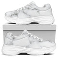 White Grey Smoke Marble Print White Chunky Shoes