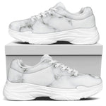 White Grey Smoke Marble Print White Chunky Shoes