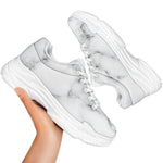 White Grey Smoke Marble Print White Chunky Shoes