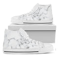 White Grey Smoke Marble Print White High Top Sneakers
