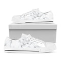 White Grey Smoke Marble Print White Low Top Sneakers