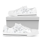 White Grey Smoke Marble Print White Low Top Sneakers
