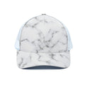 White Grey Smoke Marble Print White Mesh Trucker Hat