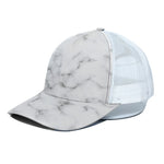 White Grey Smoke Marble Print White Mesh Trucker Cap