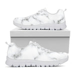 White Grey Smoke Marble Print White Running Shoes