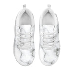 White Grey Smoke Marble Print White Running Shoes