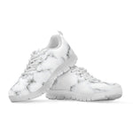 White Grey Smoke Marble Print White Running Shoes