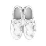 White Grey Smoke Marble Print White Slip On Sneakers