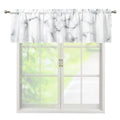 White Grey Smoke Marble Print Window Valance
