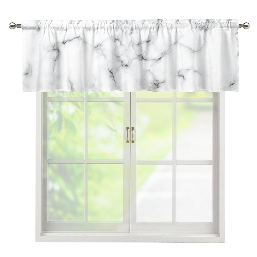 White Grey Smoke Marble Print Window Valance
