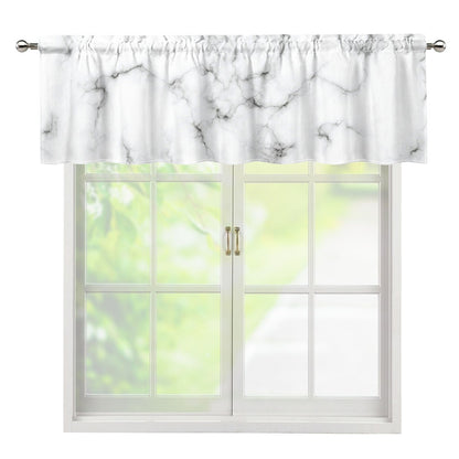 White Grey Smoke Marble Print Window Valance