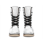 White Grey Smoke Marble Print Winter Boots