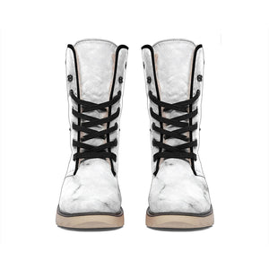 White Grey Smoke Marble Print Winter Boots