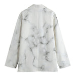 White Grey Smoke Marble Print Women's Blazer