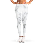 White Grey Smoke Marble Print Women's Leggings