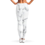 White Grey Smoke Marble Print Women's Leggings